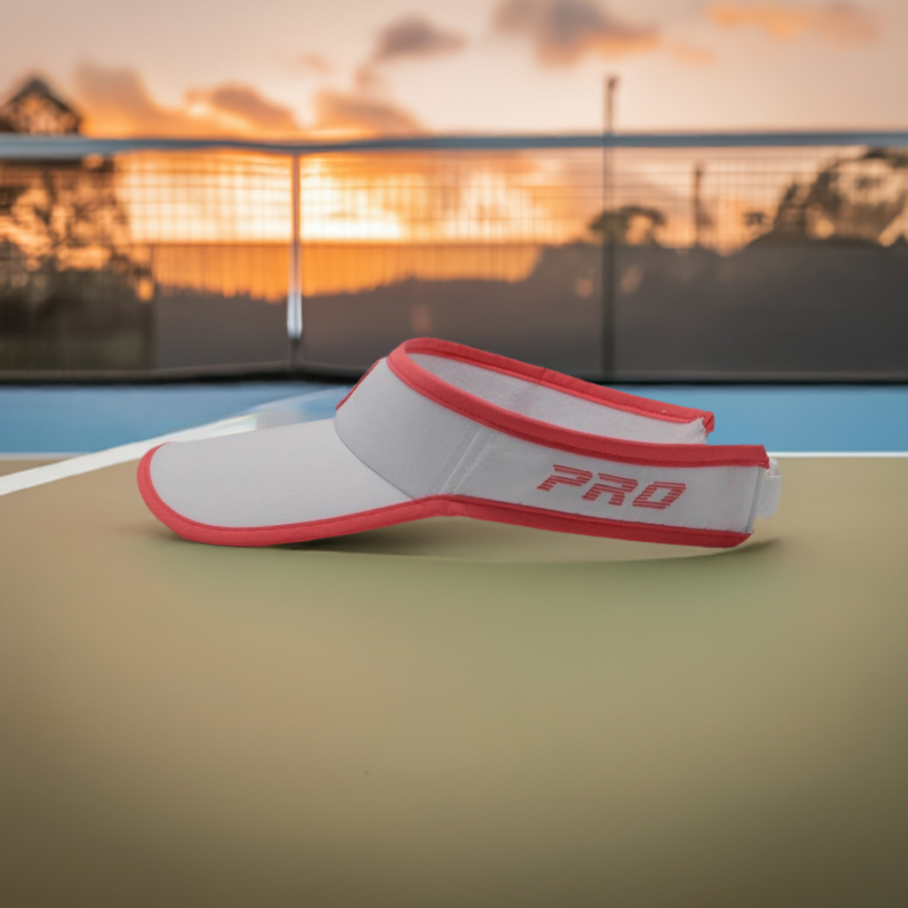 PBPRO Pickleball Women&#39;s White Performance Visor with Coral Accent Color