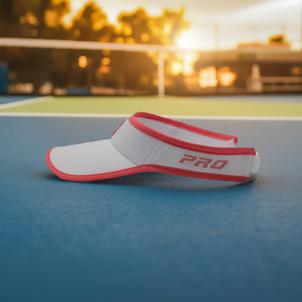 PBPRO Pickleball Women&#39;s White Performance Visor with Coral Accent Color